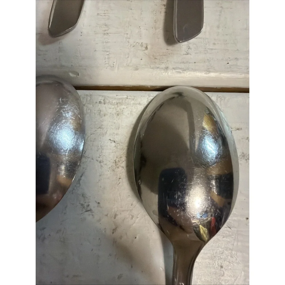 Set of 8 Superior NIGHT SKY pattern stainless oval place soup spoons 6 7/8
